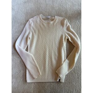 Calvin Klein Sweater Womens Small Ivory Italian Merino Wool Knit Top